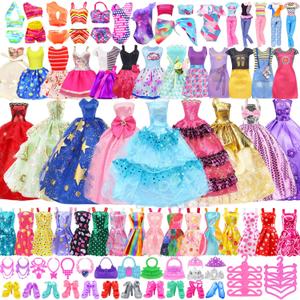 Ecore Fun 99 Pcs Doll Clothes Outfits and Accessories- 5 Princess/ Wedding Gowns 12 Fashion Dresses 2 Leisure Outfits 2 Bikini Swimsuits 10 Shoes and 57 Accessories for 11.5 inch Dolls,Girl Gift