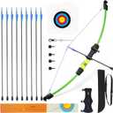 40" Youth Bow and Arrow Set for Kids 8-12 & Teens - Ambidextrous Recurve Archery Gear with Safety Arrows - Toys for Ages 8-13, Backyard Games Gift for Beginner Archers (Light Green)