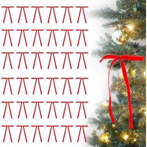 3 x 36 Pcs Velvet Bows for Christmas Tree - 5 x 7 in Velvet Ornaments for Christmas Tree Bows, Wreath, Garland, Stocking, Gift - Vintage Christmas Decor Decoration (Red)