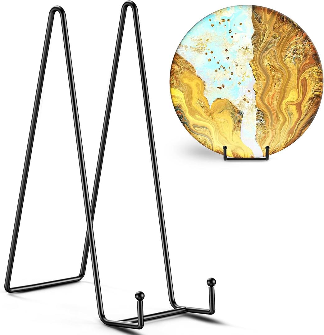 TR-LIFE 3 Pack 12 Inch Plate Stands for Display - Large, Metal Picture Frame Holder Stand + Easels for Decorative Platter, Book, Plaque, Photo, Table Top Art