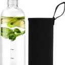 Clear Glass Water Bottles With Time Marker Non-slip Sleeve And Lids, Reusable Glass Drinking Bottles, Drink Water Bottle 26 Oz Suitable For Drinks, Juices, Sodas, Coke, As Gifts Etc.(750ml)