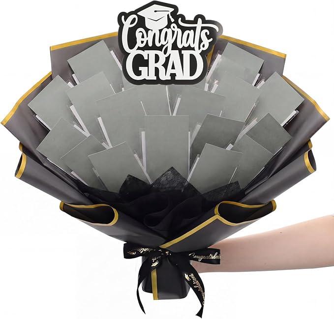 Pre Made Graduation Money Flower Bouquet Class of 2026 Graduation Gift for Her Him Black Gold Fully Assembled Money Bouquet with Congrat Grad Card Ready to Gift for Middle High School College Women