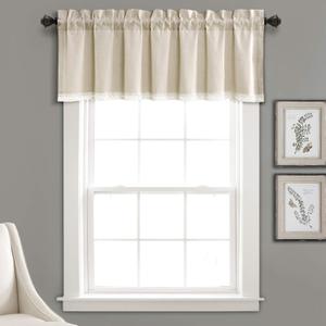 Lush Decor Lace Window Curtain Valance, 18" x 52" + 2" Header, Dark Linen