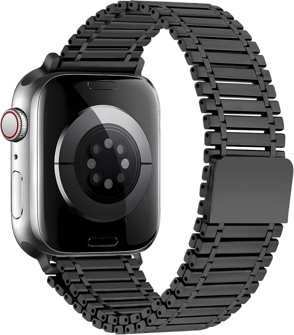 For Apple Watch Band 49mm 46mm 42mm 45mm 41mm 44mm 40mm 38mm, iWatch Bands Magnetic Metal Strap Women Men Stainless Steel Bracelet Wristband for Apple Watch Ultra/2 Band Series 10 9 8 7 SE 6 5 4 3 2 (Black)