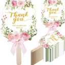 Huwena 50 Sets Wedding Fans for Guests Thank You for Celebrating with Us Fans Hand Fans Handheld Folded Fan Baby Shower Favors for Bridal Bridesmaid Gift Church Dancing(Pink,Floral)
