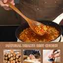 2 x Large Wooden Spoons for Cooking, 2Pack Natural Teak Wood Cooking Spoon Set, Non-Stick Slotted and Corner Spoon, Heat-Resistant Wooden Spatula Spoon for Serving and Mixing