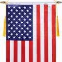 18x12 Inch USA Wall Banner Flag,Wooden Hanging Pole and Double Satin Finish,American Hanging Flag,for House Room,School Classroom, Club and Door