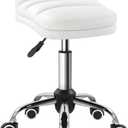 White Rolling Stool Chair with Wheel Perfect for Home Work SPA Massage Height-Adjustable and Cost-Effective Swivel Stool with Low Back