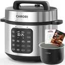 CARORI 8Qt,9-in-1,1200W Electric Pressure Canner, IMD Touchscreen, Non-Stick Pot. Quick, Time-Saving, Healthy. Olla de Presion (Ollas). Safe Venting.Rice,Slow,Steamer, Saut, Warmer, Silver