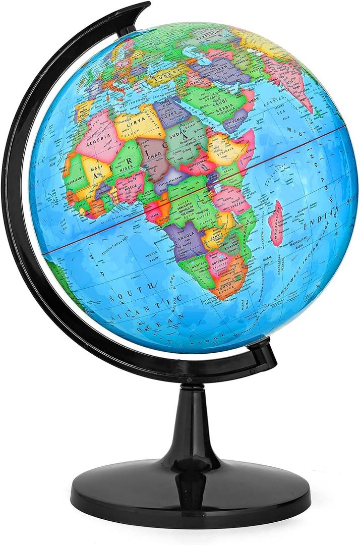 GOCHANGE Classroom Globe, 13in Political Teaching Tool with HD Waterproof & Writable Erasable Surface, Full Length 19.7 inch, 360 Spinning for Education & Desk Decor (Blue)