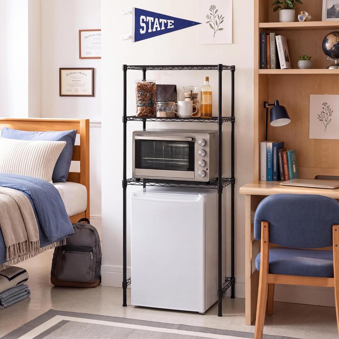 Yaocom Mini Fridge Shelf for Dorm, Adjustable Stand,Black,3 Layer
Over-fridge Stand with Storage, Carbon Steel Organizer, Microwave Storage Rack, Refrigerator Storage Organizer, Apartment