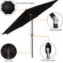 Blissun 9' Outdoor Patio Umbrella, Outdoor Table Umbrella, Yard Umbrella, Market Umbrella with 8 Sturdy Ribs, Push Button Tilt and Crank