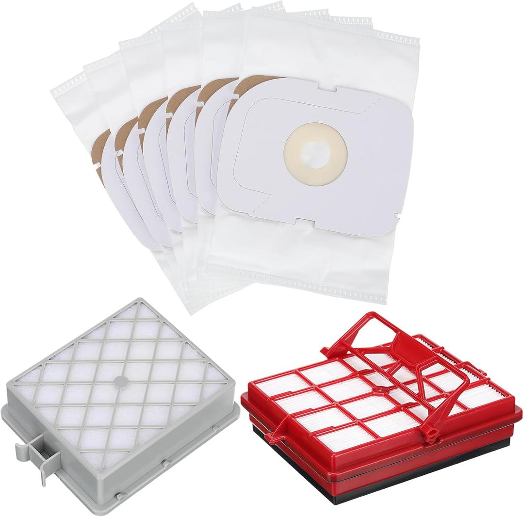 Tondiamo Vacuum Bag and Filter Bundle Compatible with Aerus Lux Guardian Platinum Canister Vacuum Cleaner Carbon Pre and 1 Long Life After Filter with Handle, 6 Cloth Bags
