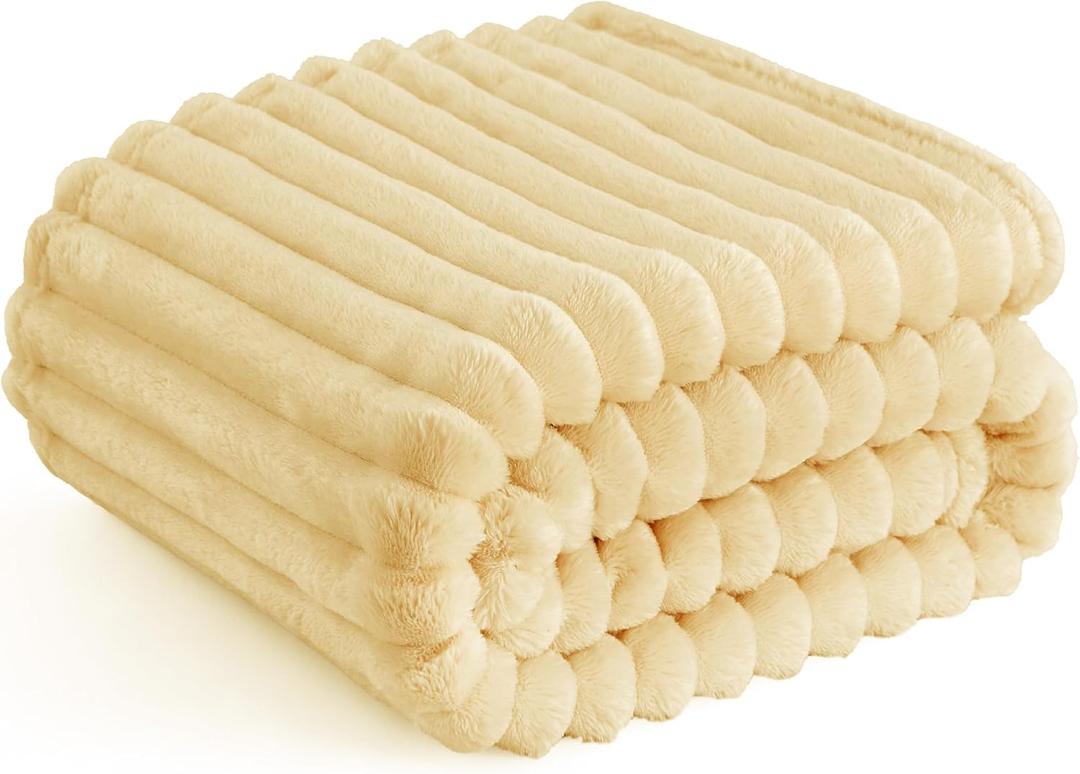 Bedsure GentleSoft Custard Yellow Fleece Throw Blanket for Couch - Super Soft Cozy Blankets for Women, Cute Small Blanket for Girls, 50x60 Inches