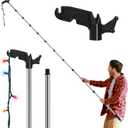 3-15 Ft Christmas Light Hanger Pole with Utility Hook, Extension Pole for Hanging Christmas Lights String Lights Birdfeeder, Christmas Light Pole Hanger Tool Tree, Light Hanging Kit without Ladder