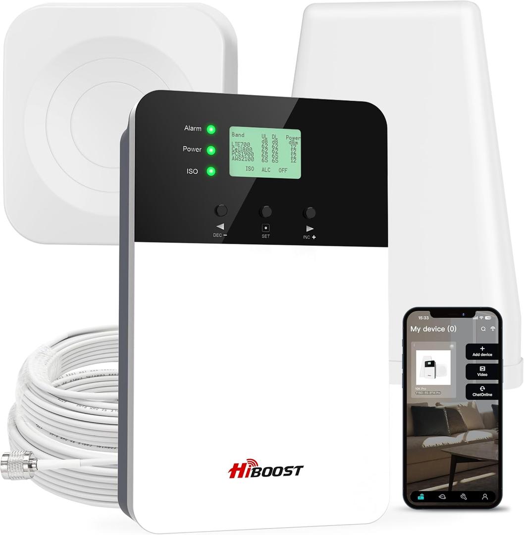 Cell Phone Booster for Home, Cover 6,000 Sq Ft with 2 Indoor Antennas for All US Carriers Cell Signal Booster for Destination RV, 4G LTE 5G Compatible Verizon AT&T T-Mobile, APP Support | FCC (4K Pro)