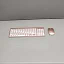 Wireless Keyboard and Mouse Ultra Slim Combo, TopMate 2.4G Silent Compact USB 2400DPI Mouse and Scissor Switch Keyboard Set with Cover, 2 AA & 2 AAA Batteries, for  PC/ Laptop/ Windows / Mac-Rose Gold White