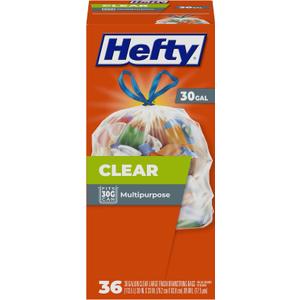 Hefty Clear Trash Bags, Clear, 30 Gallon, 36 Count