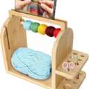 Aolamegs Yarn Holder for Crochet and Knitting, Bamboo Wooden Yarn Spinner Storage Organizer for Crocheting Accessories,with Anti-Slip Pads, Works with Skein, Cake, Ball