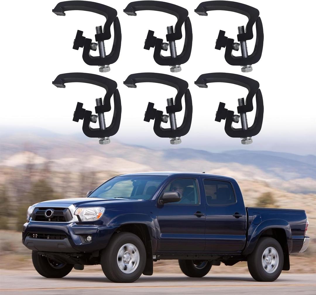 Set of 6 Truck Bed Clamps for Truck Topper/Cap/Camper Shell Compatible with Toyota 2nd Gen Tacoma 2005-2015 Bed Rail System