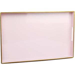 Spsyrine Pink Decorative Serving Tray with Handles, Elegant Plastic Coffee Table Tray for Ottoman, Living Room, Home Decor 15.6" X 10.2"