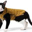 Sphynx Cat Coat, Easy to Wear Jacket with Buckle,Warm Fleece Coat for cat, Cat Fleece Jacket,Deep Yellow Jacket for Cat and Small Dogs (X-Large)