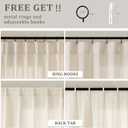 Pinch Pleat Linen 100 Inch Wide Curtains 90 Inches Long for Living Room Light Filtering Semi Sheer Farmhouse Sand Beige Pleated Curtain Hooks Rings for Patio Sliding Door Dining Room Large Window