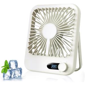 WhiteRhino Rechargeable Desk Fan, USB Portable Air Circulator - 100 Speeds, 39ft, 180 Tilt, Ultra Quiet Digital Display Travel Fan for Bedroom, Home Office