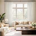 MIULEE Pinch Pleated Natural Linen Curtains 92 Inches Long 2 Panels for Bedroom Living Room, Soft Thick Linen Textured Window Drapes Back Tab Hooks Semi Sheer Light Filtering Neutral Farmhouse Cream
