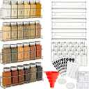 Talented Kitchen Spice Rack Organizer - 4 Stainless Steel Wall-Mounted Racks - 24 4 oz Glass Jars & 269 Preprinted Labels, Chrome - Kitchen & Cabinet Seasoning Organizer for Space Saving Spice Storage