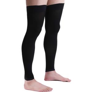 Doc Miller Thigh High Calf Sleeves Compression Hose 20-30 mmHg Opaque Stockings (Medium, Black)