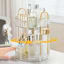 Rotating Makeup Organizer for Vanity, 2 Tier Perfume Skincare Storage for Women, Bathroom Counter Organizer, 360 Spinning Cosmetic Holder for Dresser Countertop, Clear