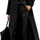 IDEALSANXUN Womens Long Wool Coats Fall Winter Notch Lapel Dressy Trench Coat Peacoat Jackets (Medium, Black)
