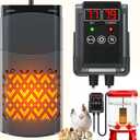 PTC Chicken Water Heater for Winter with Waterproof Thermostat Chicken Waterer Heater with LCD Display, Adjustable Temp, Energy-efficient, Safe Heated Poultry Waterer for Chicken, Pet, Bird Bath