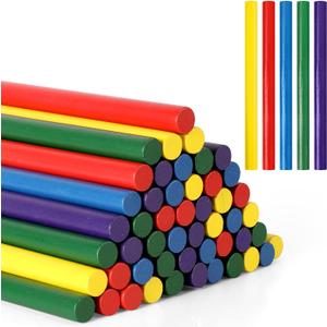 50 Pcs Rhythm Sticks for Kids Classroom Activities, 5 Colors 8 Inch Set of Music Sticks, Wooden Percussion Musical Instruments for Girls and Boys(Bright Color) (Deep Purple, Dark Green, Bright Red, Dark Blue, Medium Yellow)