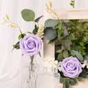 N&T NIETING Artificial Flowers, 25pcs Fake Flowers Rose with Stems Perfect for DIY Wedding Bridesmaid Bridal Bouquets Centerpieces Home Flower Arrangement Mother's Day Decoration, Series Purple