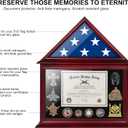 Solid Wood Flag Certificate Display Case Box with HD Tempered Glass Fit Small Folded 3'x5' American Flag(Not for 9.5'x5' Burial Flag), Veteran Military Shadow Box Felt Lining for Badge Medal, Mahogany
