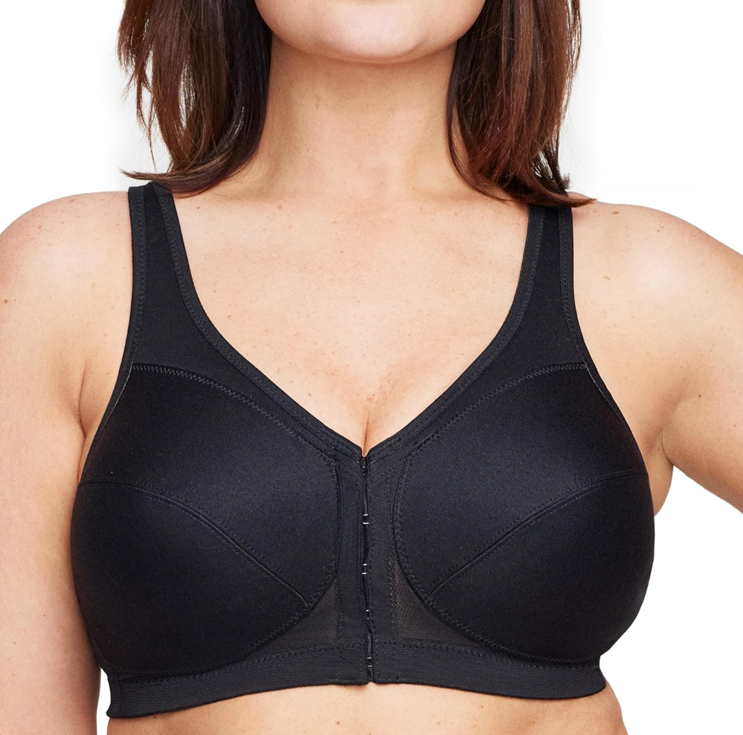 Glamorise Full Figure Plus Size MagicLift Front-Closure Posture Back Bra Wirefree #1265 58J