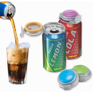 Jokari 2 Click Can Pump and Pour Carbonation Saver for 12oz Soda and Beer Cans Keep Fizzy Drinks Fresh Press On Manual Soda Preserver Reusable Can Cap for Carbonated Beverages 2 Pack