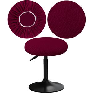 Stool Covers Round 12-16"/30-40cm with Jacquard Bar Stool Seat Covers Round, Elastic Soft and Comfortable are Rich Color (1, Burgundy)