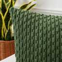 Kevin Textile Spring Throw Pillow Covers Soft Corduroy Decorative Set of 2 Boho Striped Pillow Covers Pillowcases Farmhouse Home Decor for Couch Bed Sofa Living Room 12x20 Inch Moss Green