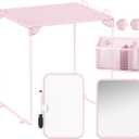 Pink Locker Accessories with Locker Shelf, Magnetic Mirror, Magnetic Pen Holder, Magnetic Small Whiteboard, Back to School Essentials Locker Decorations, 7 Piece Locker Organizer for Work