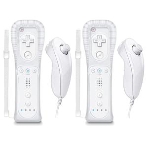 Controller for Wii Remote and Nunchuck, Wireless Controllers Compatible with Wii/Wii U with Silicone Case and Wrist Strap (White)
