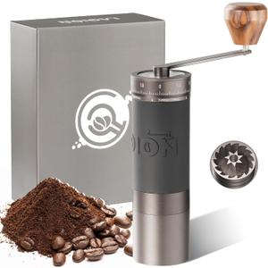 L6 Manual Coffee Grinder with Straight Handle, Hand Coffee Grinder for Espresso, Moka, Drip, French Press with External Adjustment Ring, Precision-Consistent Stainless Steel Conical Burr