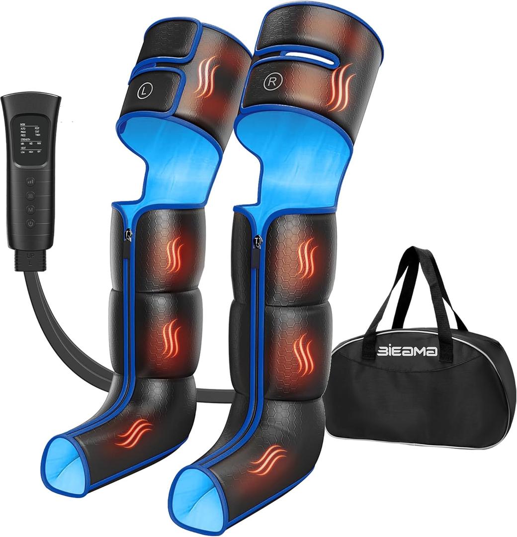 Leg Massager with Heat and Compression, FSA HSA Eligible, Foot Calf & Thigh Air Massager for Circulation and Relaxation 6 Modes 3 Intensities 2 Heat Levels