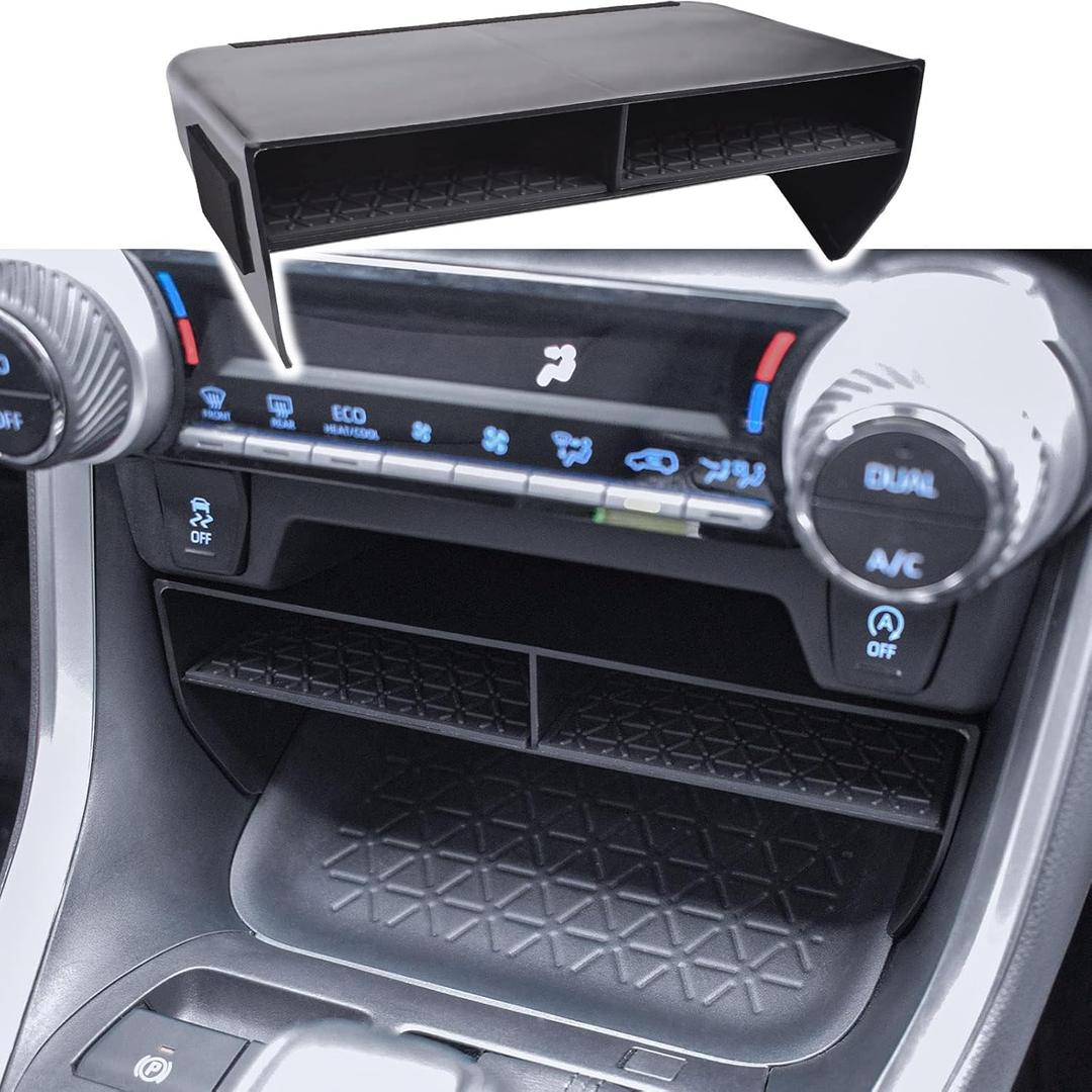 EDBETOS Larger Size Slots Center Console Organizer Compatible with Toyota RAV4 Accessories 2019-2023 2024 2025 and 2021-2025 RAV4 Prime Insert Tray Secondary Storage Box for Phone with Case, Black