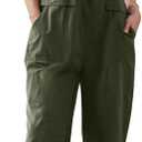 YESNO Women Long Casual Loose Bib Pants Overalls Baggy Rompers Jumpsuits with Pockets PV9 (Small, 0- Pv9 Dark Army Green)