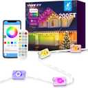 POOFZY Permanent Outdoor Lights for House, 200ft RGB+IC Smart Outdoor Decor, 50 Scene Modes, App/Remote Control, for Christmas, Super Bowl, V-Day, Thanksgiving, Daily & Holiday Party Decor