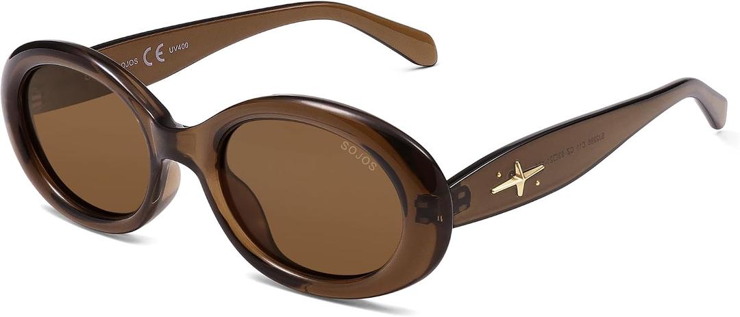 SOJOS Retro Oval Polarized Sunglasses for Women Men 90s Vintage UV400 Protection Tiny Sun Glasses SJ2286