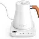 ECORELAX Gooseneck Electric Kettle, 1 Temperature Control Pour Over Kettle for Coffee, Tea & Water, Stainless Steel 1200 W Keep Warm OLED Display 1 L (White)